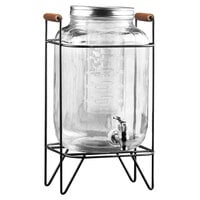 The Jay Companies 210741-GB 2.1 Gallon Style Setter Beck Glass Beverage Dispenser with Infuser and Black Wire Stand
