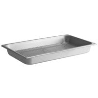 Vigor Full Size 2 1/2 inch Deep Anti-Jam Stainless Steel Steam Table Pan / Hotel Pan with Footed Cooling Rack / Pan Grate - 22 Gauge