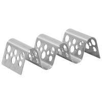 Tablecraft TRSP23 Stamped Circles Stainless Steel Taco Holder with 2 or 3 Compartments - 5 1/2 inch x 2 1/4 inch x 1 1/12 inch
