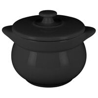 RAK Porcelain CFST10BK Chef's Fusion 15.2 oz. Volcano Black Round Porcelain Tureen with Lid - 2/Case