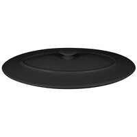 RAK Porcelain CFOD37BKLD Chef's Fusion 12 3/16 inch Volcano Black Oval Porcelain Lid - 3/Case