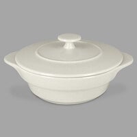 RAK Porcelain CFRD16WH Chef's Fusion 15.8 oz. Sand White Round Porcelain Cocotte with Lid - 4/Case
