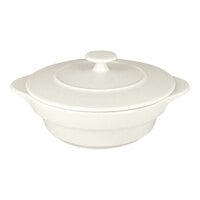 RAK Porcelain Chef's Fusion 15.8 oz. Sand White Round Porcelain Cocotte with Lid - 4/Case