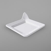 Elite Global Solutions B475SQ-W Stratus 4 3/4 inch White Square Melamine Plate with Raised Handle - 12/Case