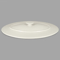 RAK Porcelain CFOD44WHLD Chef's Fusion 14 5/8 inch Sand White Oval Porcelain Lid - 3/Case