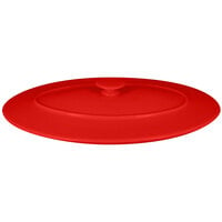RAK Porcelain CFOD37BRLD Chef's Fusion 12 3/16 inch Ember Red Oval Porcelain Lid - 3/Case
