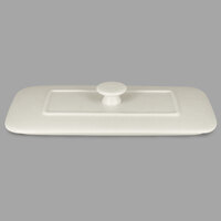 RAK Porcelain CFRT20WHLD Chef's Fusion 7 7/8" Sand White Rectangular Porcelain Tureen Lid - 3/Case