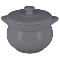 RAK Porcelain CFST10GY Chef's Fusion 15.2 oz. Stone Gray Round Porcelain Tureen with Lid - 2/Case