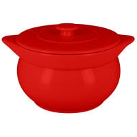 RAK Porcelain CFST15BR Chef's Fusion 38.9 oz. Ember Red Round Porcelain Tureen with Lid - 2/Case