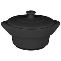 RAK Porcelain CFRD10BK Chef's Fusion 7.3 oz. Volcano Black Round Porcelain Cocotte with Lid - 12/Case