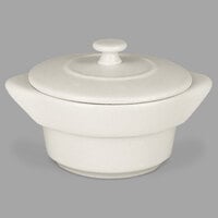 RAK Porcelain CFRD10WH Chef's Fusion 7.3 oz. Sand White Round Porcelain Cocotte with Lid - 12/Case