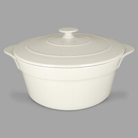 RAK Porcelain CFRD28WH Chef's Fusion 155.6 oz. Sand White Round Porcelain Cocotte with Lid
