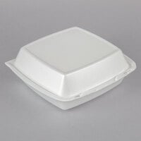 Dart 85HT1R 8 inch x 8 inch x 3 inch White Foam Square Take Out Container with Perforated Hinged Lid - 200/Case