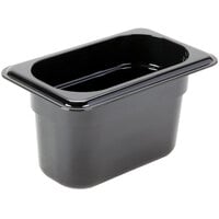 Cambro 94HP110 H-Pan™ 1/9 Size Black High Heat Plastic Food Pan - 4" Deep