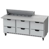 Beverage-Air SPED72HC-12C-6 72" 6 Drawer Cutting Top Refrigerated Sandwich Prep Table with 17" Wide Cutting Board