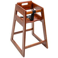 CSL 900DK-KD Youngstar Ready-to-Assemble Stacking Restaurant Wood High Chair with Dark Finish