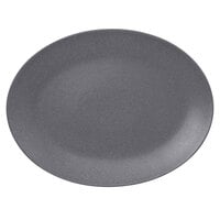 RAK Porcelain NFNNOP36GY Neo Fusion 14 3/16 inch x 10 5/8 inch Stone Gray Porcelain Oval Coupe Platter - 6/Case