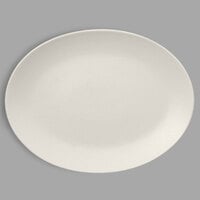 RAK Porcelain NFNNOP36WH Neo Fusion 14 3/16 inch x 10 5/8 inch Sand White Porcelain Oval Coupe Platter - 6/Case