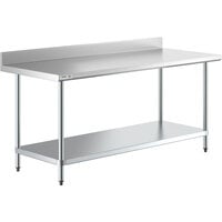 Regency 30 inch x 72 inch 18-Gauge 304 Stainless Steel Commercial Work Table with 4 inch Backsplash and Galvanized Undershelf