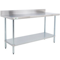 Regency 30" x 72" 18-Gauge 304 Stainless Steel Commercial Work Table with 4" Backsplash and Galvanized Undershelf
