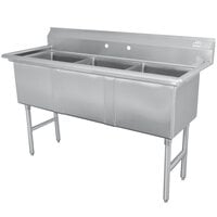 Advance Tabco FC-3-1515 Three Compartment Stainless Steel Commercial Sink - 50"
