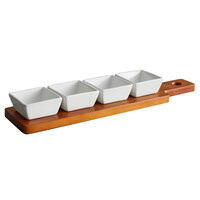 Acopa Dual-Sided Flight Paddle with Square Tasting Bowls - 3/Case