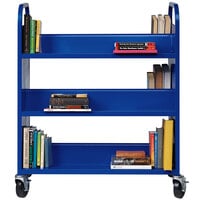 Hirsh Industries 21787 38 inch x 18 inch x 46 1/4 inch Blue 6-Shelf Book Cart