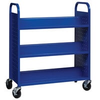 Hirsh Industries 21787 38 inch x 18 inch x 46 1/4 inch Blue 6-Shelf Book Cart