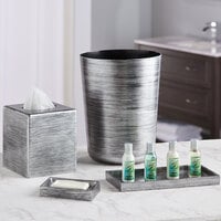 Focus Hospitality Parker Collection Hand-Painted Brushed Metal Finish 6 Qt. Wastebasket