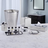 Focus Hospitality Basic Collection Polished Stainless Steel Round Cotton Storage Container