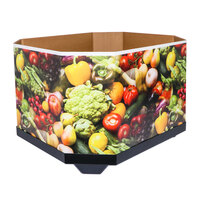 Octagonal Corrugated Cardboard Orchard Bin Wall with Produce Graphic - 47 inch x 40 inch x 28 inch