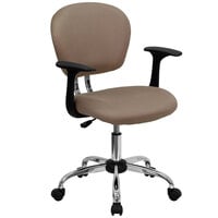 Flash Furniture H-2376-F-COF-ARMS-GG Mid-Back Coffee Mesh Office Chair with Nylon Arms and Chrome Base