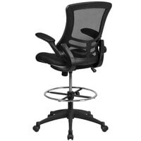Flash Furniture BL-X-5M-D-GG Mid-Back Black Mesh Drafting Chair with 20 inch Adjustable Foot Ring and Flip Up Arms