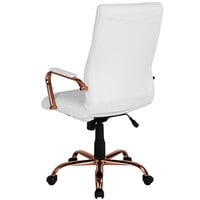 Flash Furniture GO-2286H-WH-RSGLD-GG High-Back White Leather Swivel Office Chair with Rose Gold Base and Arms