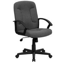 Flash Furniture GO-ST-6-GY-GG Mid-Back Gray Fabric Office Chair with Nylon Arms