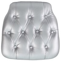 Flash Furniture SZ-TUFT-SIL-GG Silver Hard Vinyl Tufted Chiavari Chair Cushion - 1 1/2" Thick