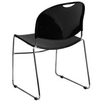 Flash Furniture RUT-188-BK-CHR-GG Hercules Series Black Ultra-Compact Stack Chair with Chrome Frame