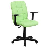 Flash Furniture GO-1691-1-GREEN-A-GG Mid-Back Green Quilted Vinyl Office Chair / Task Chair with Arms