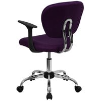 Flash Furniture H-2376-F-PUR-ARMS-GG Mid-Back Purple Mesh Office Chair with Nylon Arms and Chrome Base