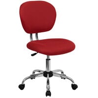 Flash Furniture H-2376-F-RED-GG Mid-Back Red Mesh Office Chair with Chrome Base