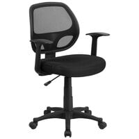 Flash Furniture LF-W-118A-BK-GG Mid-Back Black Mesh Office Chair with T-Arms