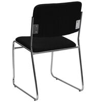 Flash Furniture XU-8700-CHR-B-30-GG Hercules Series Black Fabric High Density Stacking Chair with Chrome Sled Base