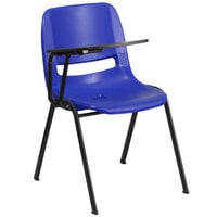 Flash Furniture RUT-EO1-BL-RTAB-GG Blue Ergonomic Shell Chair with Right Handed Flip-Up Tablet Arm