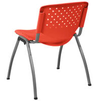 Flash Furniture RUT-F01A-OR-GG Hercules Series Orange Plastic Stack Chair with Titanium Frame