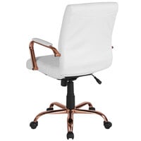 Flash Furniture GO-2286M-WH-RSGLD-GG Mid-Back White Leather Swivel Office Chair with Rose Gold Base and Arms