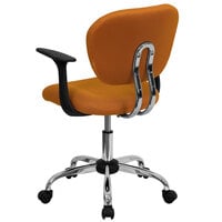 Flash Furniture H-2376-F-ORG-ARMS-GG Mid-Back Orange Mesh Office Chair with Nylon Arms and Chrome Base