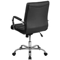 Flash Furniture GO-2286M-BK-GG Mid-Back Black Leather Swivel Office Chair with Chrome Base and Arms