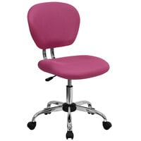 Flash Furniture H-2376-F-PINK-GG Mid-Back Pink Mesh Office Chair with Chrome Base