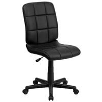 Flash Furniture GO-1691-1-BK-GG Mid-Back Black Quilted Vinyl Office Chair / Task Chair