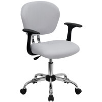 Flash Furniture H-2376-F-WHT-ARMS-GG Mid-Back White Mesh Office Chair with Nylon Arms and Chrome Base